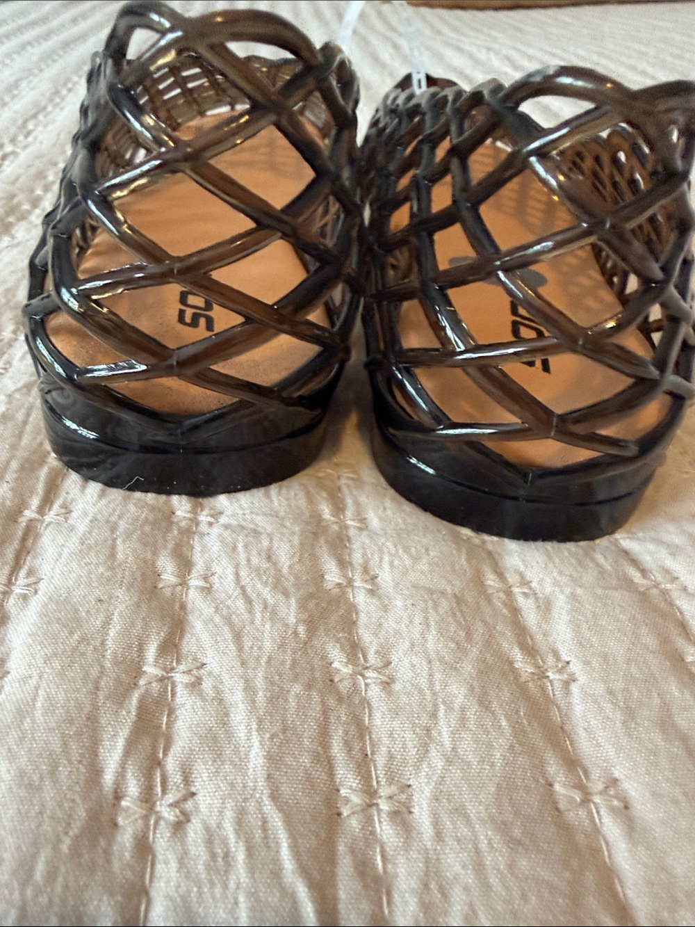 ❤️ Soda Jellies - Dark Brown Lattice Flats w/ Tan Inner Soles - Love 💕 Sz 7 NWOT - Picture 3 of 5